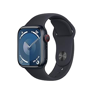 Apple Watch Series 9 [GPS + Cellular 41mm] Smartwatch with Midnight Aluminum Case with Midnight Sport Band M/L. Fitness Tracker, Blood Oxygen & ECG Apps, Always-On Retina Display